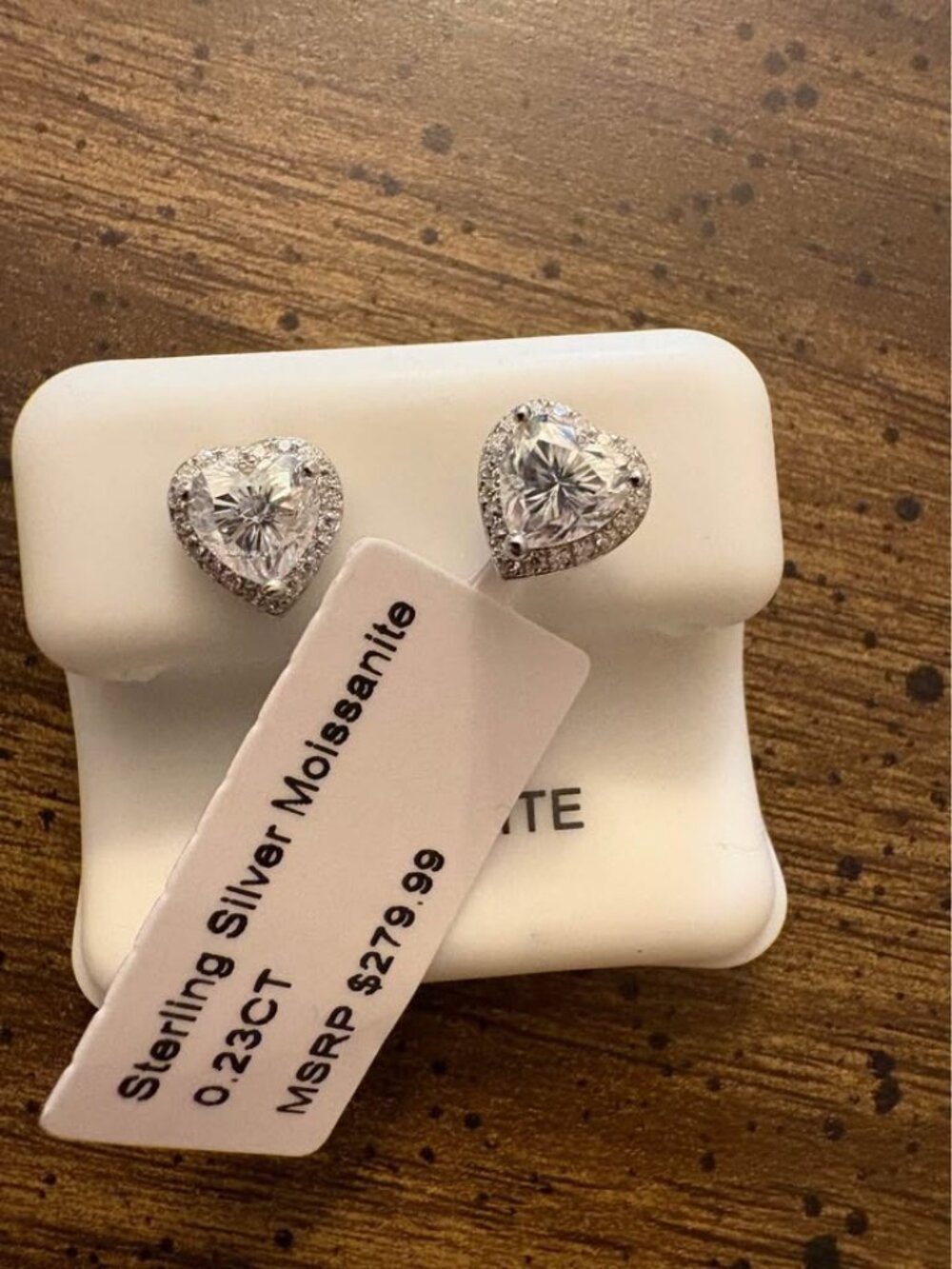 Sterling Silver Moissanite Heart Stud Earrings 0.23CT